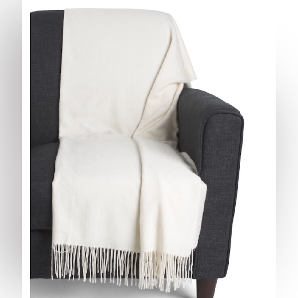 Tahari Home Cashmere Whisper White Throw Blanket